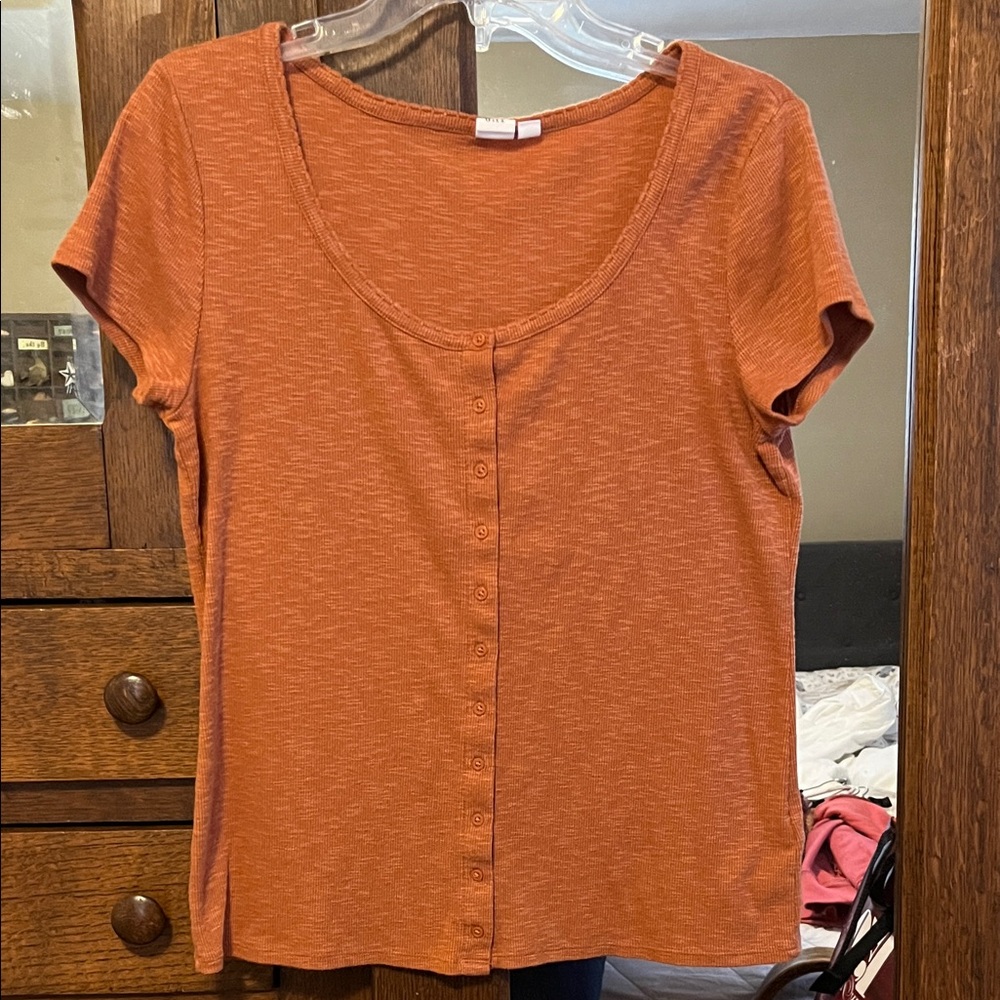 Gap Orange Short Sleeve Henley Tee